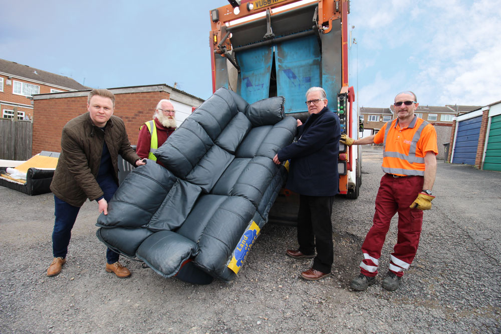 Leader and Deputy Leader next to a waste vehicle